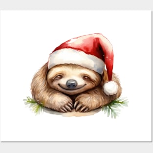 Christmas Sloth Sleeping Posters and Art